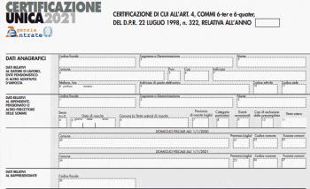 Certificazione Unica 2021 INPS - disponibile online